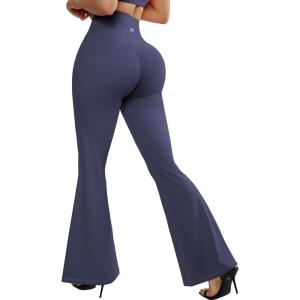 imageSUUKSESS Women Flare Leggings Scrunch Butt Lifting Bootcut High Waist Yoga Pants15 Blue
