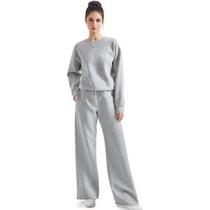 imageSUUKSESS Women Modal Fall 2 piece outfits Oversized Sweatshirt Wide Leg PantsGrey