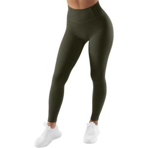 imageSUUKSESS Women No Front Seam Buttery Soft Leggings Ruched High Waist Yoga Pants54 Recycled Army Green
