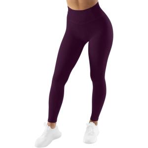 imageSUUKSESS Women No Front Seam Buttery Soft Leggings Ruched High Waist Yoga Pants54 Recycled Burgundy