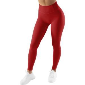imageSUUKSESS Women No Front Seam Buttery Soft Leggings Ruched High Waist Yoga Pants54 Recycled Red