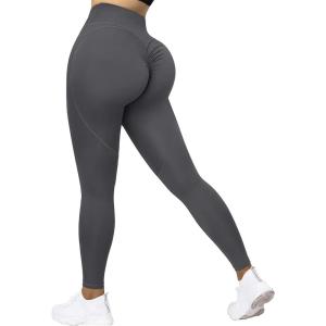 imageSUUKSESS Women Reflective High Waisted Running Leggings with Pockets Yoga Pants22 Peach Butt Lifting Grey