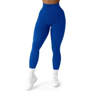 imageSUUKSESS Women Ribbed Seamless Leggings High Waisted Workout Gym Yoga Pants18 Royal Blue
