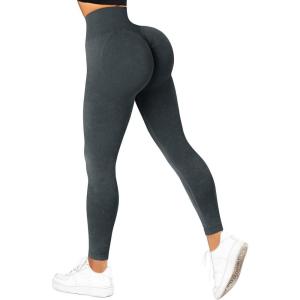imageSUUKSESS Women Scrunch Butt Lifting Seamless Leggings Booty High Waisted Workout Yoga Pants1 Acid Wash Black