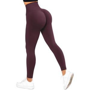 imageSUUKSESS Women Scrunch Butt Lifting Seamless Leggings Booty High Waisted Workout Yoga Pants1 Black Cherry