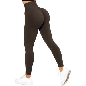 imageSUUKSESS Women Scrunch Butt Lifting Seamless Leggings Booty High Waisted Workout Yoga Pants1 Brown Chestnut