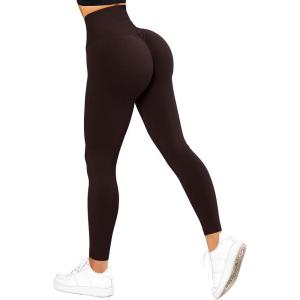 imageSUUKSESS Women Scrunch Butt Lifting Seamless Leggings Booty High Waisted Workout Yoga Pants1 Deep Brown