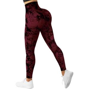 imageSUUKSESS Women Scrunch Butt Lifting Seamless Leggings Booty High Waisted Workout Yoga Pants1 Tie Dye Red