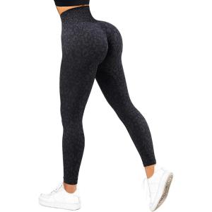 imageSUUKSESS Women Scrunch Butt Lifting Seamless Leggings Booty High Waisted Workout Yoga Pants1 Upgrade Leopard Black