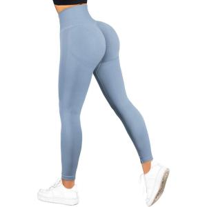 imageSUUKSESS Women Scrunch Butt Lifting Seamless Leggings Booty High Waisted Workout Yoga Pants2 Light Blue