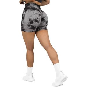 imageSUUKSESS Women Seamless Booty Shorts Butt Lifting High Waisted Workout Shorts3 Black Tie Dye
