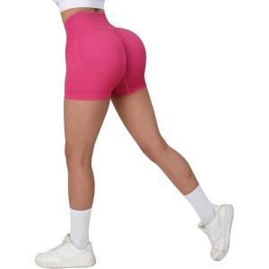 imageSUUKSESS Women Seamless Booty Shorts Butt Lifting High Waisted Workout Shorts3 Cherry Pink
