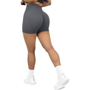 imageSUUKSESS Women Seamless Booty Shorts Butt Lifting High Waisted Workout Shorts3 Grey