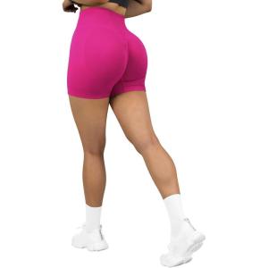 imageSUUKSESS Women Seamless Booty Shorts Butt Lifting High Waisted Workout Shorts3 Hot Pink