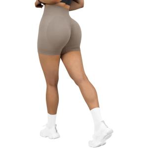 imageSUUKSESS Women Seamless Booty Shorts Butt Lifting High Waisted Workout Shorts3 Khaki
