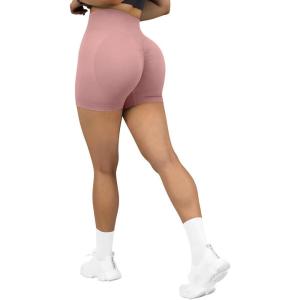 imageSUUKSESS Women Seamless Booty Shorts Butt Lifting High Waisted Workout Shorts3 Pink