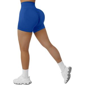 imageSUUKSESS Women Seamless Booty Shorts Butt Lifting High Waisted Workout Shorts3 Royal Blue