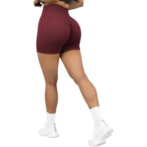 imageSUUKSESS Women Seamless Booty Shorts Butt Lifting High Waisted Workout Shorts3 Wine Red