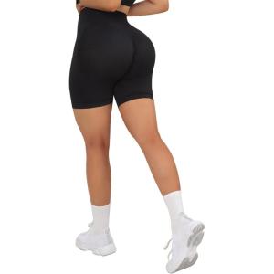 imageSUUKSESS Women Seamless Booty Shorts Butt Lifting High Waisted Workout Shorts5 Black