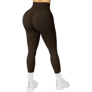 imageSUUKSESS Women Seamless Butt Lifting Leggings High Waisted Workout Yoga Pants1 Deep Brown