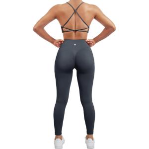 imageSUUKSESS Women Seamless Workout Sets Strappy Sports Bra High Waist Booty Leggings Outfits2 Blue