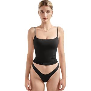 imageSUUKSESS Women Sexy Square Neck Tank Top Summer Y2K Going Out Basic Cami Shirt01 Black