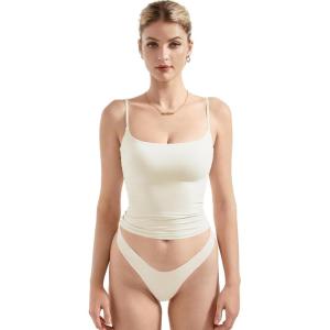 imageSUUKSESS Women Sexy Square Neck Tank Top Summer Y2K Going Out Basic Cami Shirt01 Cream White
