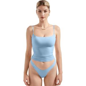 imageSUUKSESS Women Sexy Square Neck Tank Top Summer Y2K Going Out Basic Cami ShirtBaby Blue