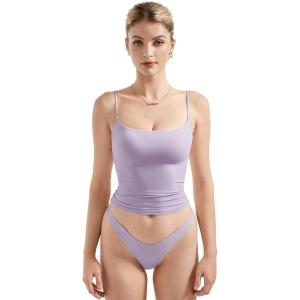 imageSUUKSESS Women Sexy Square Neck Tank Top Summer Y2K Going Out Basic Cami ShirtLight Purple