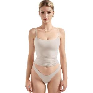 imageSUUKSESS Women Sexy Square Neck Tank Top Summer Y2K Going Out Basic Cami ShirtLvory Apricot