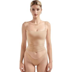 imageSUUKSESS Women Sexy Square Neck Tank Top Summer Y2K Going Out Basic Cami ShirtNude