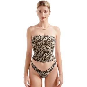 imageSUUKSESS Women Sexy Tube Top Summer Y2K Going Out Double Lined Basic Tank TopLeopard