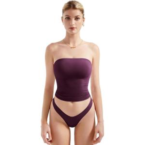 imageSUUKSESS Women Sexy Tube Top Summer Y2K Going Out Double Lined Basic Tank TopViolet