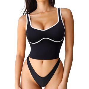 imageSUUKSESS Women Sweetheart Neckline Longline Sports Bra Padded Basic Workout Crop Tank TopJet Black