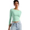 imageSUUKSESS Women Backless Going Out Tops Double Lined Open Back Basic Long SleeveAqua