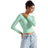 imageSUUKSESS Women Backless Going Out Tops Double Lined Open Back Basic Long SleeveAqua