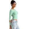 imageSUUKSESS Women Backless Going Out Tops Double Lined Open Back Basic Long SleeveAqua
