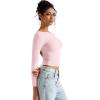 imageSUUKSESS Women Backless Going Out Tops Double Lined Open Back Basic Long SleeveBlush