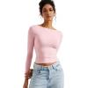 imageSUUKSESS Women Backless Going Out Tops Double Lined Open Back Basic Long SleeveBlush