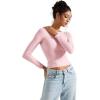 imageSUUKSESS Women Backless Going Out Tops Double Lined Open Back Basic Long SleeveBlush