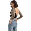 imageSUUKSESS Women Backless Going Out Tops Double Lined Open Back Basic Long SleeveCheetah