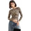 imageSUUKSESS Women Backless Going Out Tops Double Lined Open Back Basic Long SleeveCheetah