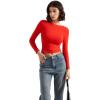 imageSUUKSESS Women Backless Going Out Tops Double Lined Open Back Basic Long SleeveDream Red