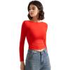 imageSUUKSESS Women Backless Going Out Tops Double Lined Open Back Basic Long SleeveDream Red