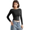 imageSUUKSESS Women Backless Going Out Tops Double Lined Open Back Basic Long SleeveJet Black