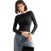imageSUUKSESS Women Backless Going Out Tops Double Lined Open Back Basic Long SleeveJet Black