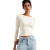 imageSUUKSESS Women Backless Going Out Tops Double Lined Open Back Basic Long SleeveOffwhite