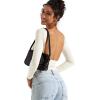 imageSUUKSESS Women Backless Going Out Tops Double Lined Open Back Basic Long SleeveOffwhite