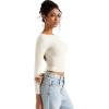 imageSUUKSESS Women Backless Going Out Tops Double Lined Open Back Basic Long SleeveOffwhite