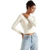 imageSUUKSESS Women Backless Going Out Tops Double Lined Open Back Basic Long SleeveOffwhite